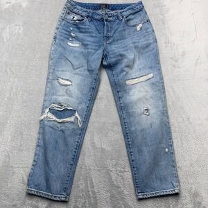 Abercrombie Fitch Ames Low Rise Slim Boyfriend Jeans Women 4x27 Blue Distressed